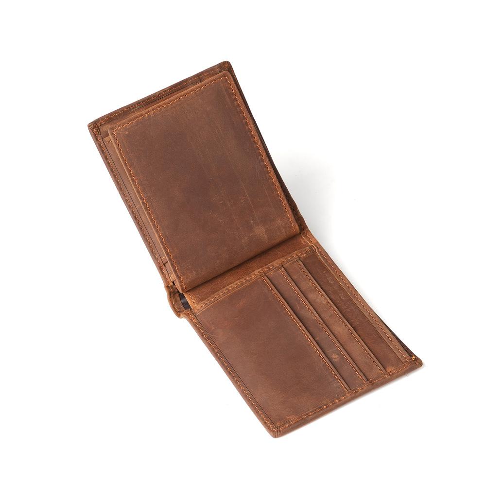 Anti Theft Brush Retro Zero Wallet Genuine Leather Wallet Men's Three Fold Card Bag Short Cowhide Men's Wallet