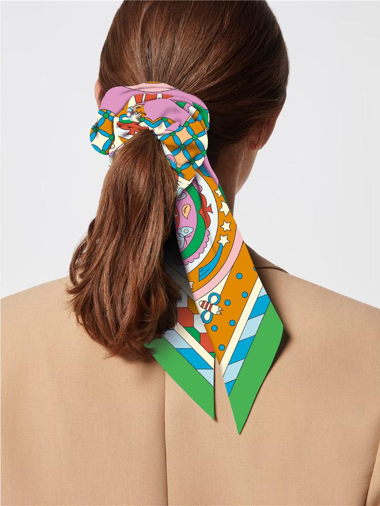 Elegant Silk Large Scrunchies Rubber Bands Women Hair Scarf Elastic Hair Bands Ties Ponytail Holder Hair Accessories for Girls