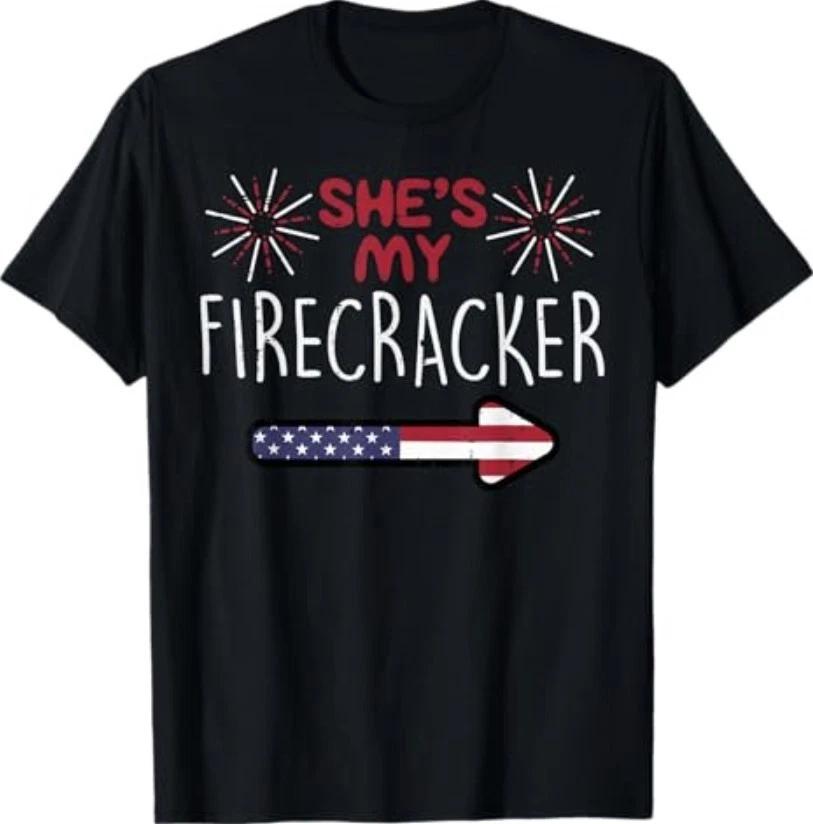 Shes My Firecracker 4th of July Matching Couples His and Her T-Shirt S