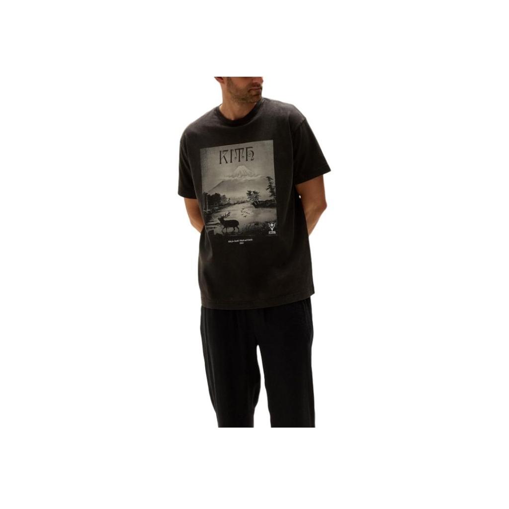 Kith X Columbia South2 West8 Landscape Vintage Comfortable Soft Skin-Friendly Short Sleeve T-Shirt Men T-Shirts Black KHM033339-001