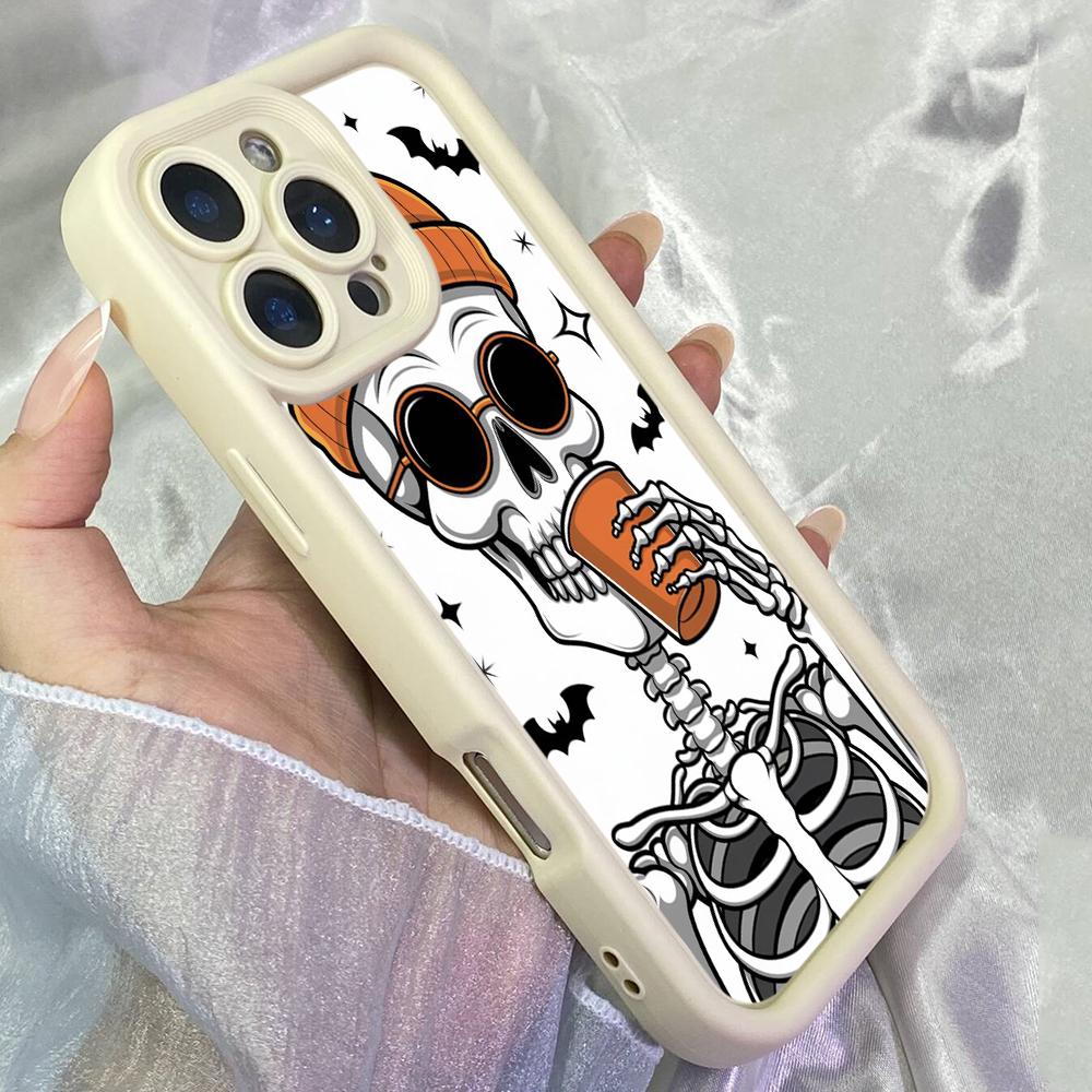 JT255 Funny Halloween Skeleton for iPhone 17 16 15 14 13 Pro Max Samsung S26 S25 Ultra A17 A16 A07 A56 A36 A15 Xiaomi 15T Redmi 15c Note 14 Soft Case
