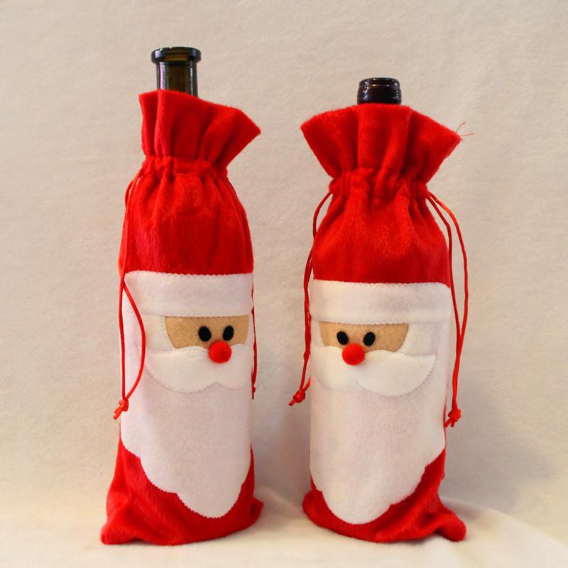 Wine Christmas Bottle Cover Red Nose Santa Claus Bottle Dress Up Bags Props