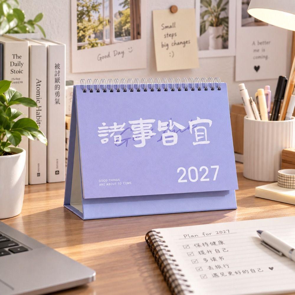 Foldable 2027 Desktop Desk Calendar Portable Flip Calendar Academic Planner Office Supply