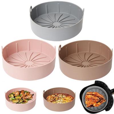 Wiederverwendbarer Airfryer-Silikonkorb, leicht zu reinigen, Ofen-Backblech, runder Liner, Pizzaplatte, Grillpfanne, Matte, Air Fryer-Zubehör