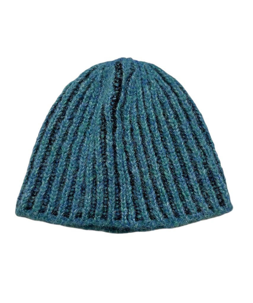 SK8ER ROCK Bold Cross Two Tone Beanie ((Blue))