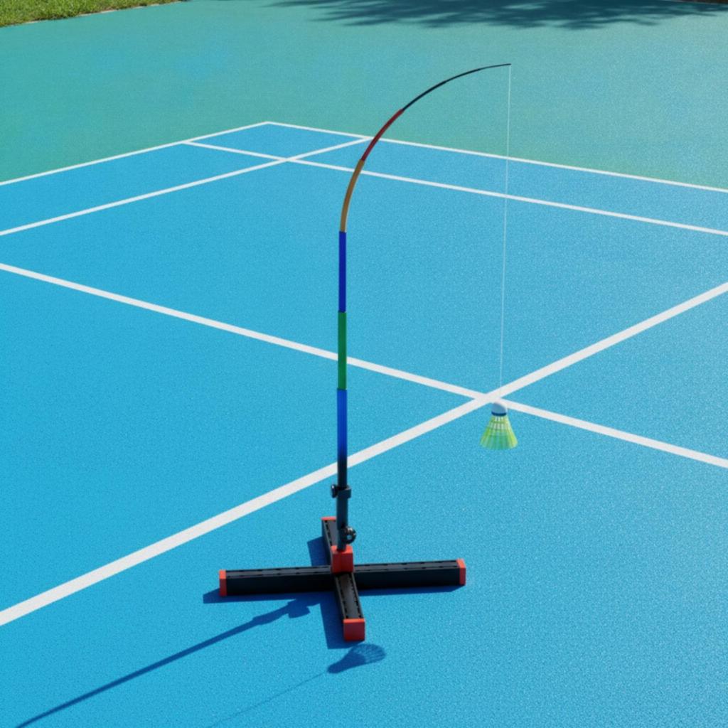 Solo Badminton Practice Device with Elastic Pole Portable for Outdoor, Beginners