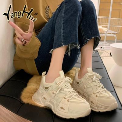 Women's Shoes with Round Toe Muffin Heel Spring and Summer 2024 New Mesh Breathable Feet Thick Soles Running and Leisure Shoes