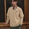 Reebok Solid Color Fashion Retro Loose Simple Fake Two-Piece Knitted Long Sleeve T-Shirt Unisex Tops Light-Khaki 23FRC503UGK0