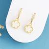 High Quality Natural Stone Five Leaf Flower Drop Earrings Simple for Woman Fashion Party Trend Zircon Jewelry Clover Gift