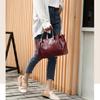 Hand-woven Top-Handle Bag Large Capacity Leather Handbags Stone Pattern Crossbody Shoulder Bags For Women
