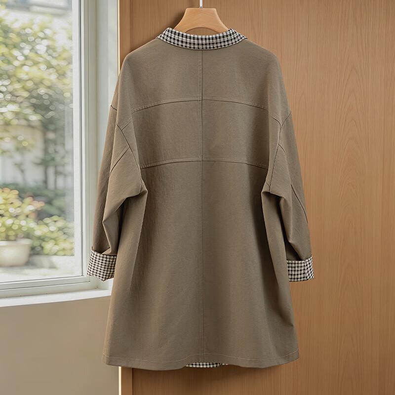 Sibaishe Women's Autumn Spliced Lapel Trench Coat