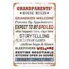 Tin Sign Grandparents House Rules Grandkids Welcome Parents by Appointment Expect to Be Spoiled Storytelling Play Lots of Games