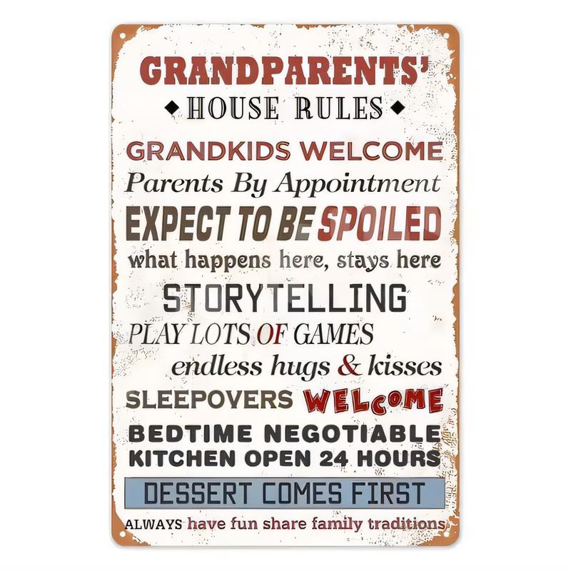 Tin Sign Grandparents House Rules Grandkids Welcome Parents by Appointment Expect to Be Spoiled Storytelling Play Lots of Games