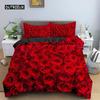 3D Rose Heart Bedding Set Nordic Duvet Cover 150x200 220x240 King Size Quilt Cover Modern Cat Wolf Print Pillowcase