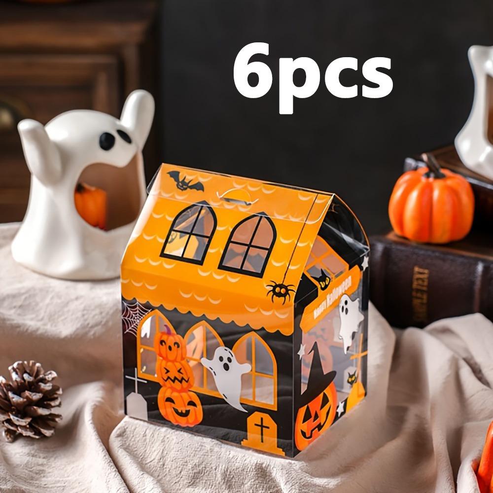 

6 шт. жутких коробок для вечеринки в честь Хэллоуина с милым дизайном в виде привидения и тыквы для конфет и закусок, прозрачная подарочная упаковка, подарочная коробка для Хэллоуина