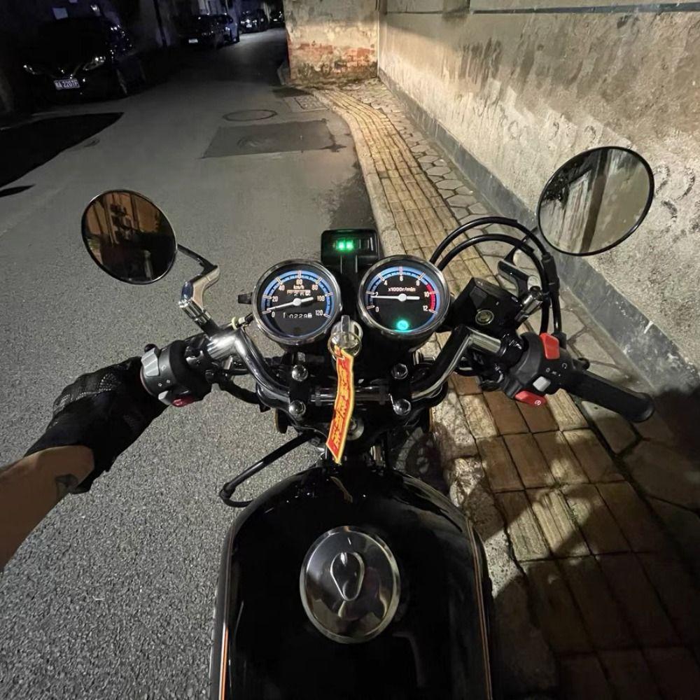 Retro Round Motorcycle Rearview Mirror Bend Rod Silver Side Mirrors Convex Motorbike Accessories Universal