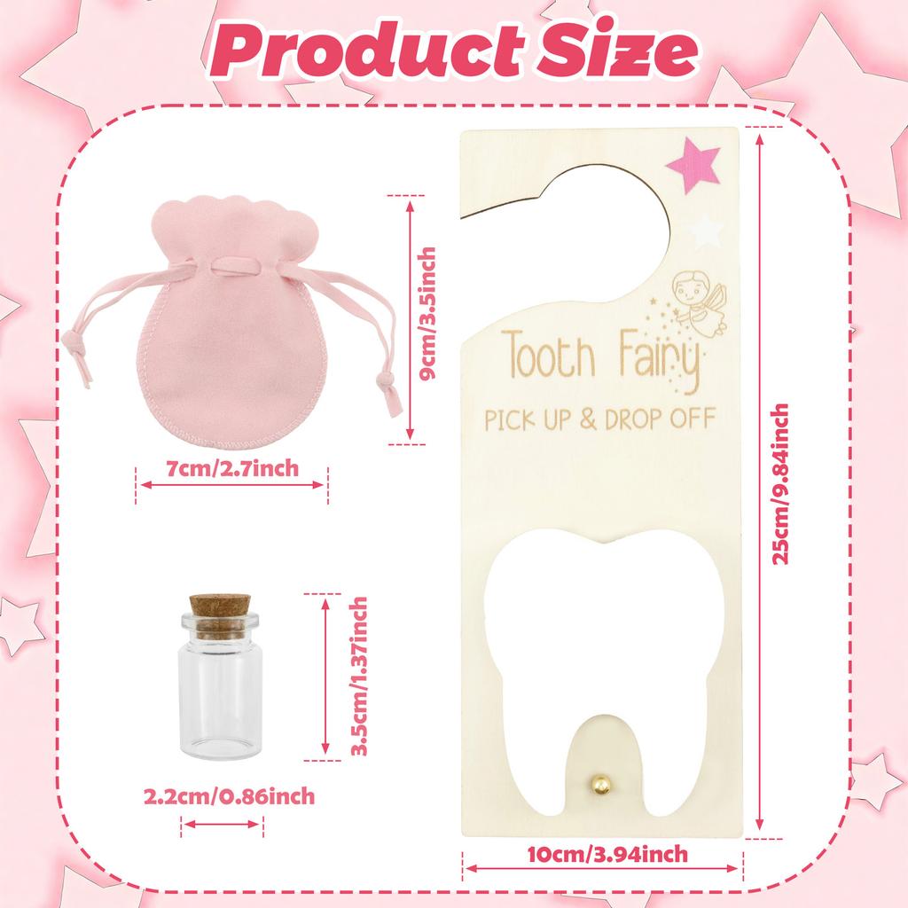 Wooden Tooth Fairy Door Hanger Cute Hang Teeth Keepsake Container Meaningful Tooth Fairy Holder Bag Lost Tooth Children Gifts