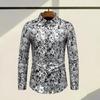 Heren Club Overhemd Slangenhuid Print Omslagkraag Slim Fit Knoopsluiting Lange Mouw Party Overhemd Nachtclub Performance Kleding