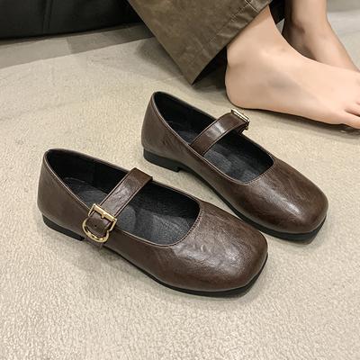 Fashion Women's Flat Shoes Autumn New Square Head Shallow Mouth Line with Soft Sole Anti-slip Wear-resistant Single Shoes