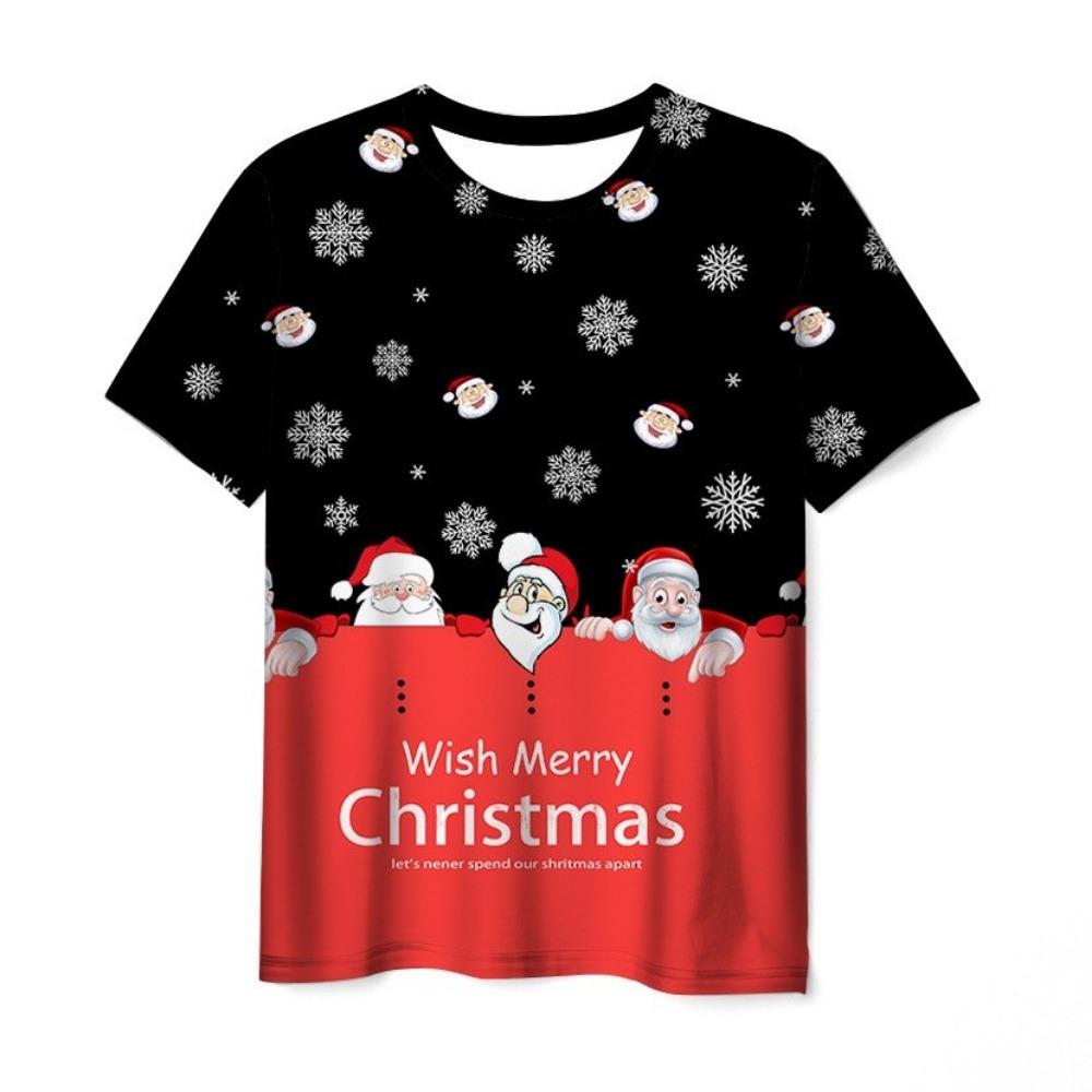 

Модная мужская и женская футболка с мультяшным Санта-Клаусом с 3D-принтом, уличный топ оверсайз, детская футболка, рождественский подарок 6XL