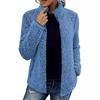 Kragen Einfarbig Top Sweatshirt Damen Casual Fashion Langarm Reißverschluss Bubble Fleece Jacke
