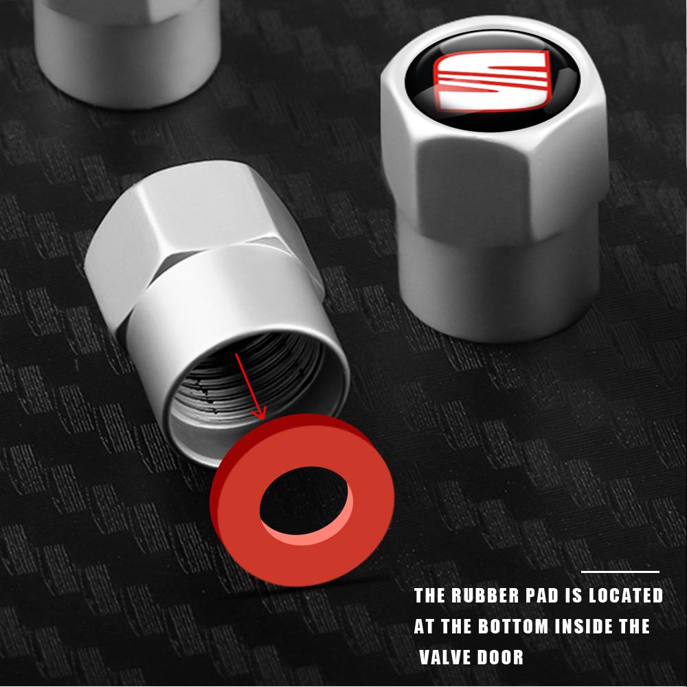 Car Wheel Tire Valve Caps Tyre Stem Cover Bolt-In Accessories For SEAT Cupra FR Ibiza Leon Arona Ateca Toledo E-Racer Formentor
