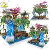 2705PCS Ancient Architecture Peach Blossom Pond Castle Micro Building Block Assembly Diamond Brick Toys Children Gift