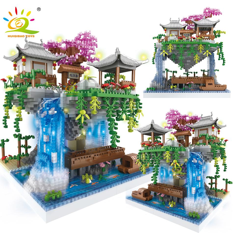 2705PCS Ancient Architecture Peach Blossom Pond Castle Micro Building Block Assembly Diamond Brick Toys Children Gift