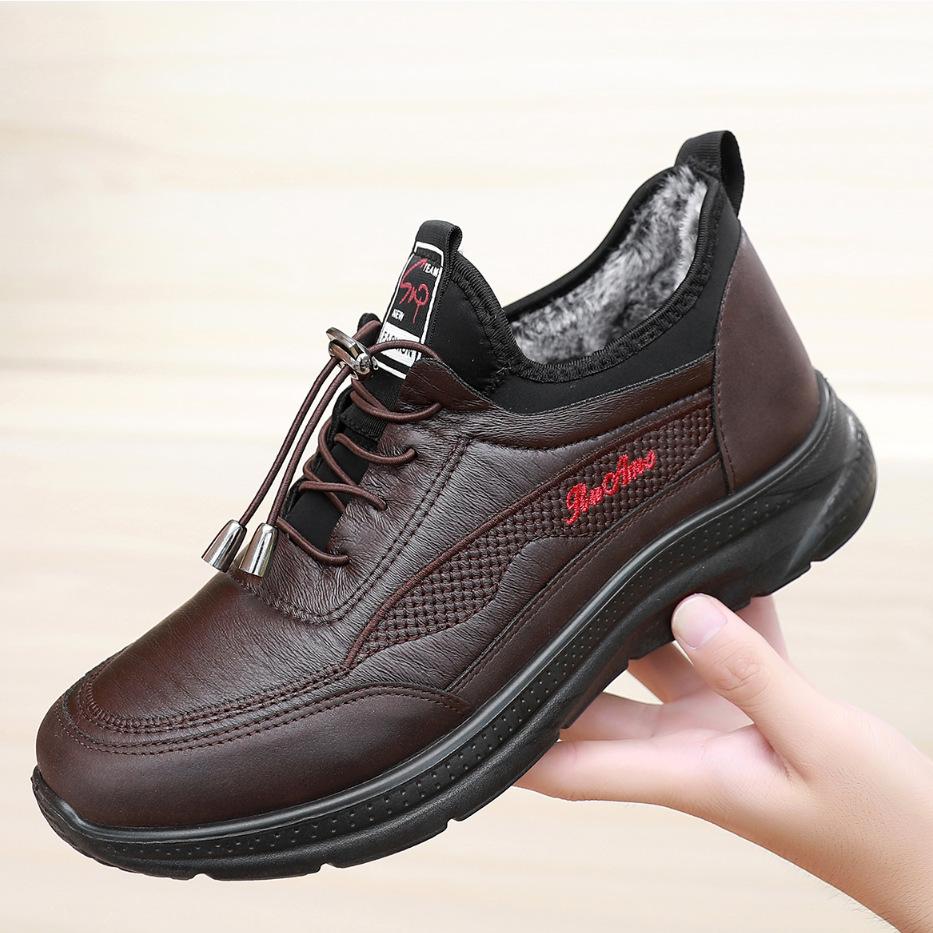 

New Autumn and Winter Thick Men s High-top Boots Casual Waterproof Warm Non-slip Sneakers 44 кавовий