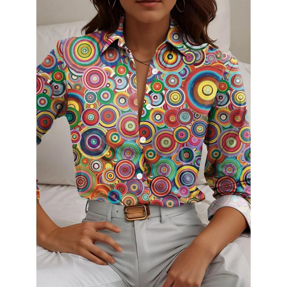 Women's Shirt Flower Active Stylish Blouse Lapel Neck Blouse Fashion New Spring Autumn Long Sleeve Shirts Womens Clothing Female