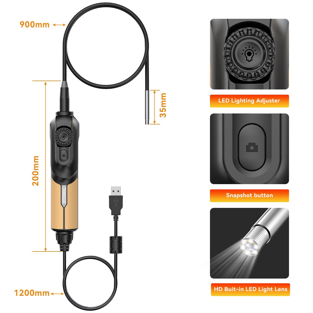 

THINKCAR TES102 USB Video Inspection Scope Camera with LED Light Waterproof Endoscope Car Diagnostic Tool For MUCAR 892BT 689BT THIHKCAR TES102