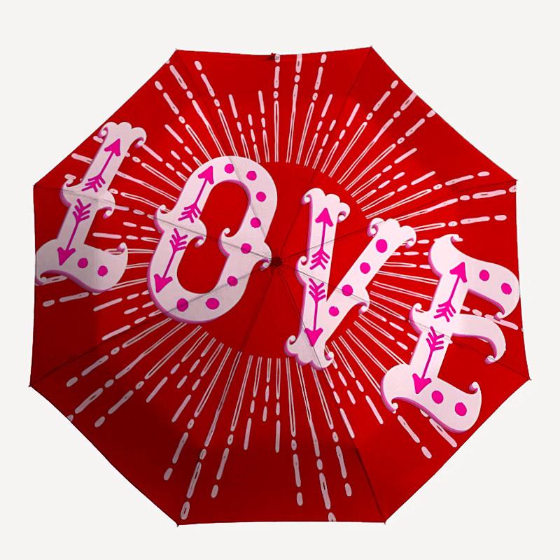 

1pc LOVE Print Automatic Open/Close Umbrella with Windproof, 8-Rib Sturdy Canopy, , Outdoor Accessory, Ideal for Gifts yy251117079