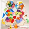 Shinse Wooden Shape Matching Puzzle for Children Ages and Montessori Brain Fingertip Early Educational Shape and Geometry English Language Boys and