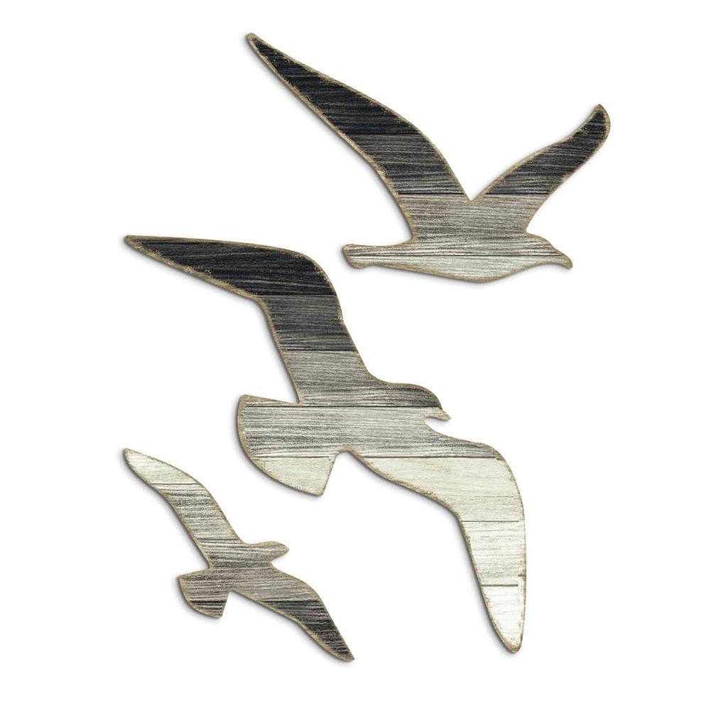 3pcs Bird Themed 2D Irregular Wooden Pendant Seagull Swallow Pigeon Wall Hanging Decoration Coastal Nautical Home Bedroom Decor