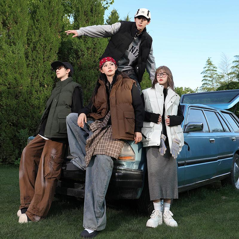 American vest men's autumn and winter thickened men's warm vest sleeveless jacket Korean version of the trend handsome vest