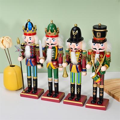 Weihnachts-Nussknacker-Ornament, Holzpuppenstatue, handgefertigte Schreibtischfigur, Miniatur-Walnuss-Soldat, Dekoration für die Feiertags-Tischdekoration