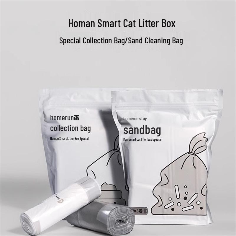 Caixa de Areia Automática Inteligente Homan para Gatos com Sacos de Lixo de Cordão, Limpeza de Fezes, Desodorização, Cortina à Prova de Poeira.
