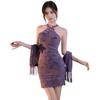 Nightclub Dress Bar Uniform Sex Underwear Spice Girl Purple Lace Hollow Cheongsam Dress