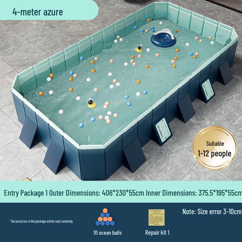 Blue No-Installation Inflatable-Free Family Swimming Pool for Outdoor Home Use - Ready for Immediate Use