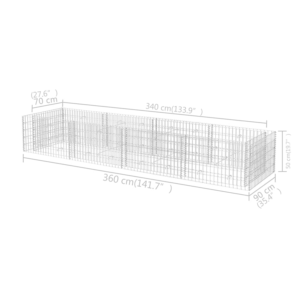 Gabion Raised Bed Steel 360 * 90 * 50 Cm