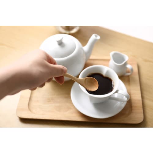 Kicoriya 5-Piece Set of Natural Wooden Cafe-Style Teaspoons, Japanese Quality, for Coffee and Dessert