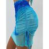 Tie-Dye Printed Gradient Color Short Top Drawstring Mesh