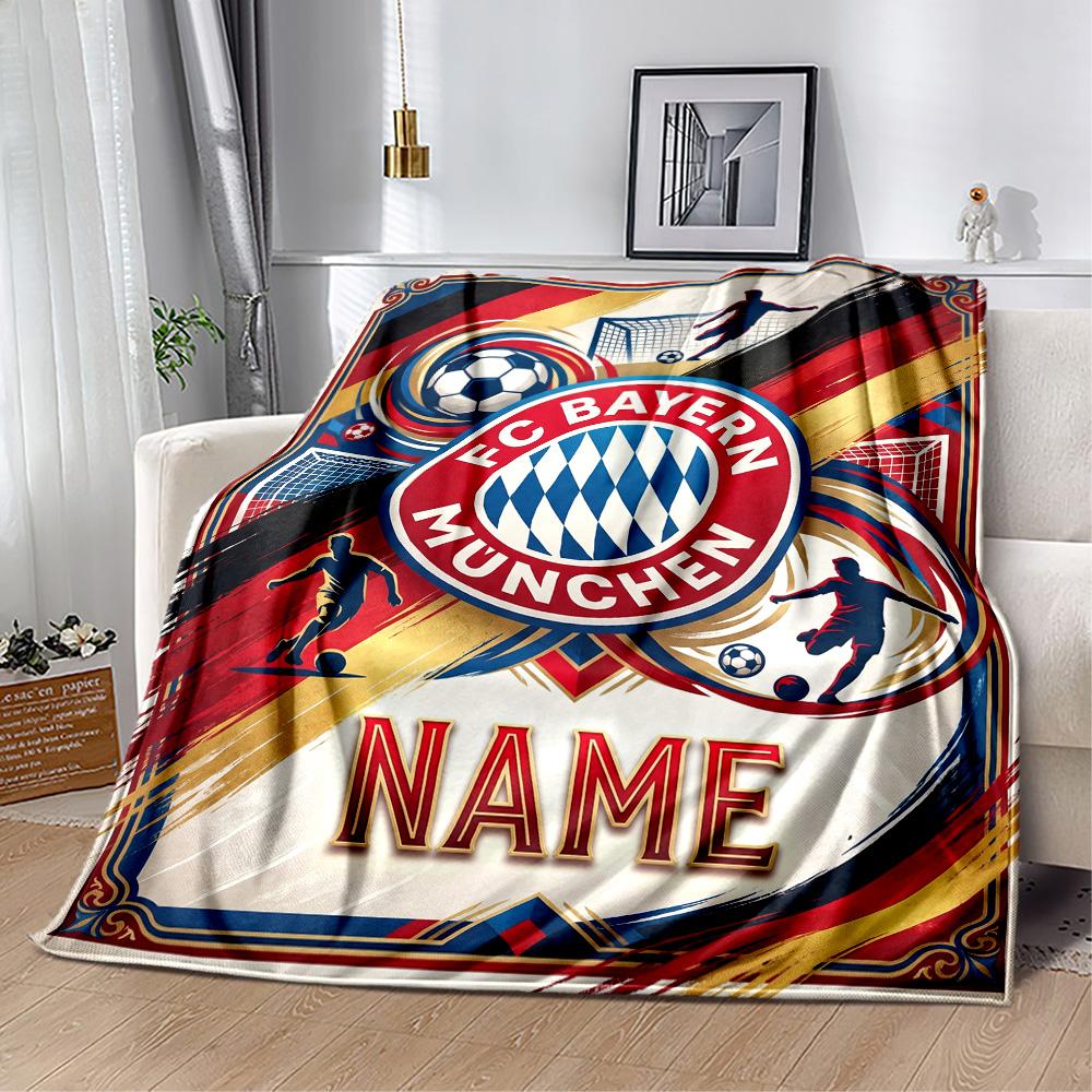 Bayern Munich Soccer Poster Personalized Text Blanket Throw Personalized Blanket Soft & Cozy Suitable for Livingroom Sofa Nap Bedding