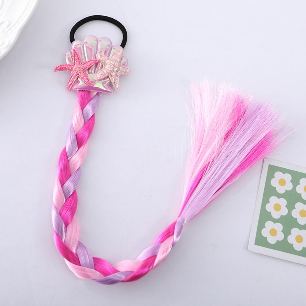 Synthetic Girls Twist Braids Hair Colorful Baby Wig Hairbands Ponytail  Party