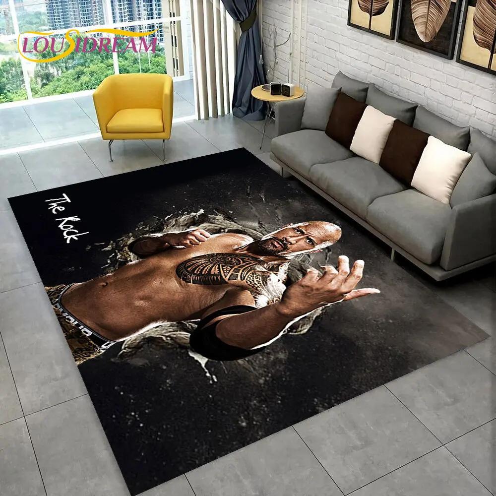 HD The Rock Dwayne Johnson Area Rug,Carpet Rug for Living Room Bedroom Sofa Doormat Decoration, Kids Play Non-slip Floor Mat 3D