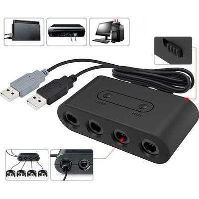 Controlleradapter - Nintendo - 3-i-1_lht6168 - 4 USB-porte - Kompatibel med Wii U og PC - Sort