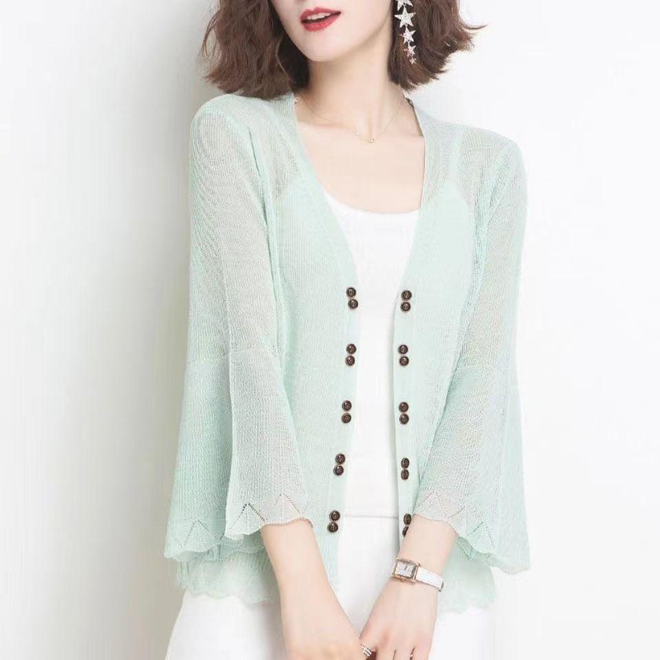 Sunscreen Clothing for Women Summer Air Conditioning Shirt with Camisole Skirt Top Knitted Cardigan and Small Shawl Jacket