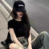Niche Sexy Casual Slim Spice Girl Back Hollow Strap Short Sleeve T-Shirt American Skinny Halter Top Women