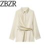 Za New Fall Women's Clothing 2025 Fashion Style Fashion Silk Satin Texture Double Breasted Long Sleeves Shirt 9133604