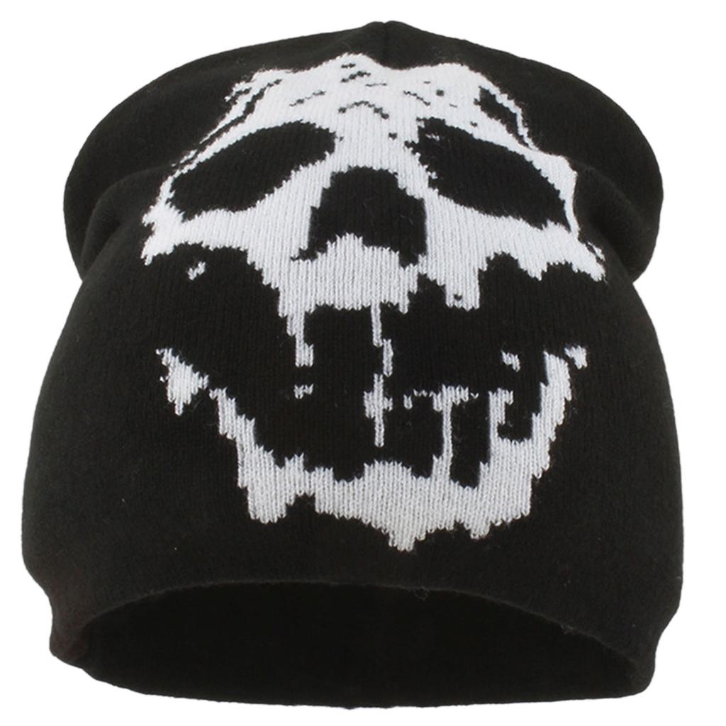 Halloween Fashion Acrylic Knitted Skull Cap With Skull Stretchy Fit For Street Trend Anime Enthusiasts